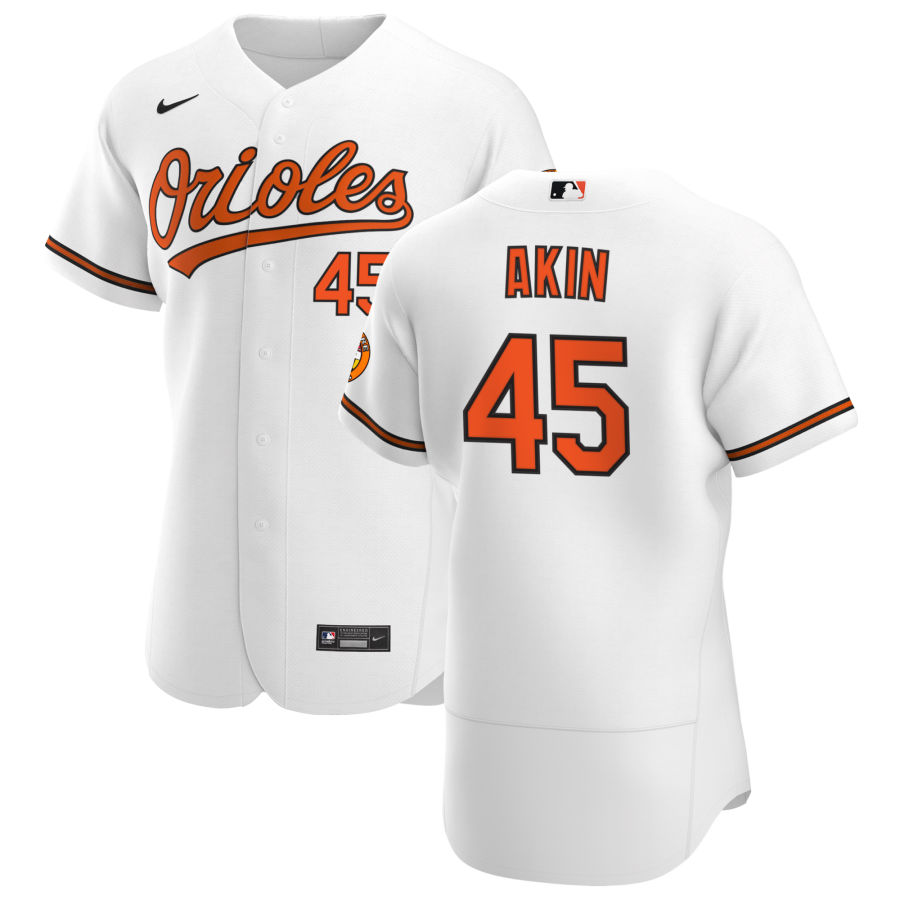 Baltimore Orioles #45 Keegan Akin Men Nike White Home 2020 Authentic Player MLB Jersey